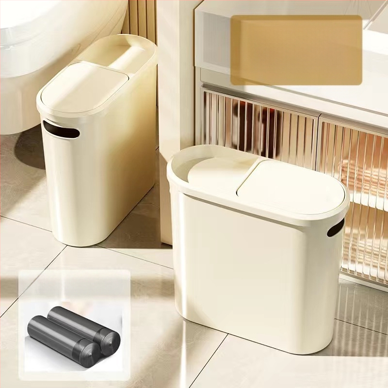 Κάδος απορριμμάτων μπάνιου με καπάκι που πιέζεται, πλαστικός, 10 L, τετράγωνος, απαλό κλείσιμο, οικιακή χρήση