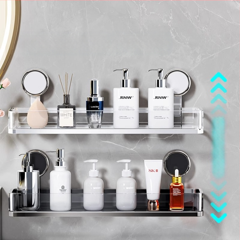 Fali szívócsés fürdőszobai tároló – PET + rozsdamentes acél, egy szintű, könnyed luxus stílus, CE tanúsítvány