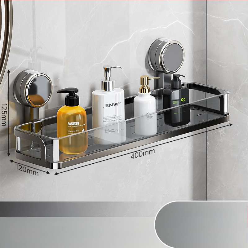 Fali szívócsés fürdőszobai tároló – PET + rozsdamentes acél, egy szintű, könnyed luxus stílus, CE tanúsítvány