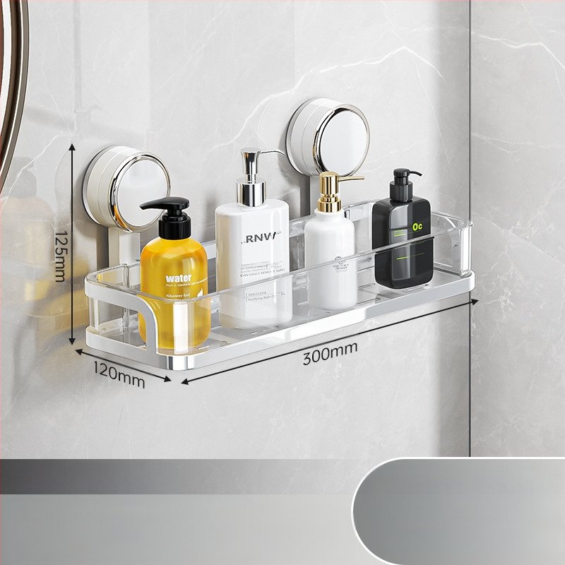 Fali szívócsés fürdőszobai tároló – PET + rozsdamentes acél, egy szintű, könnyed luxus stílus, CE tanúsítvány