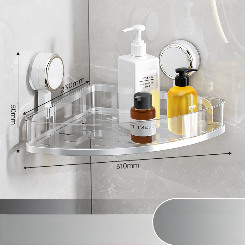 Fali szívócsés fürdőszobai tároló – PET + rozsdamentes acél, egy szintű, könnyed luxus stílus, CE tanúsítvány