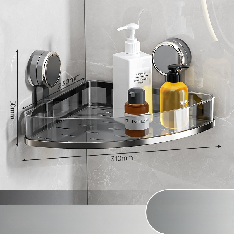 Fali szívócsés fürdőszobai tároló – PET + rozsdamentes acél, egy szintű, könnyed luxus stílus, CE tanúsítvány