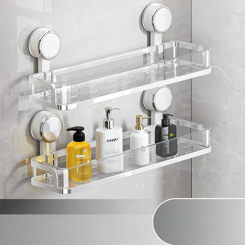 Fali szívócsés fürdőszobai tároló – PET + rozsdamentes acél, egy szintű, könnyed luxus stílus, CE tanúsítvány