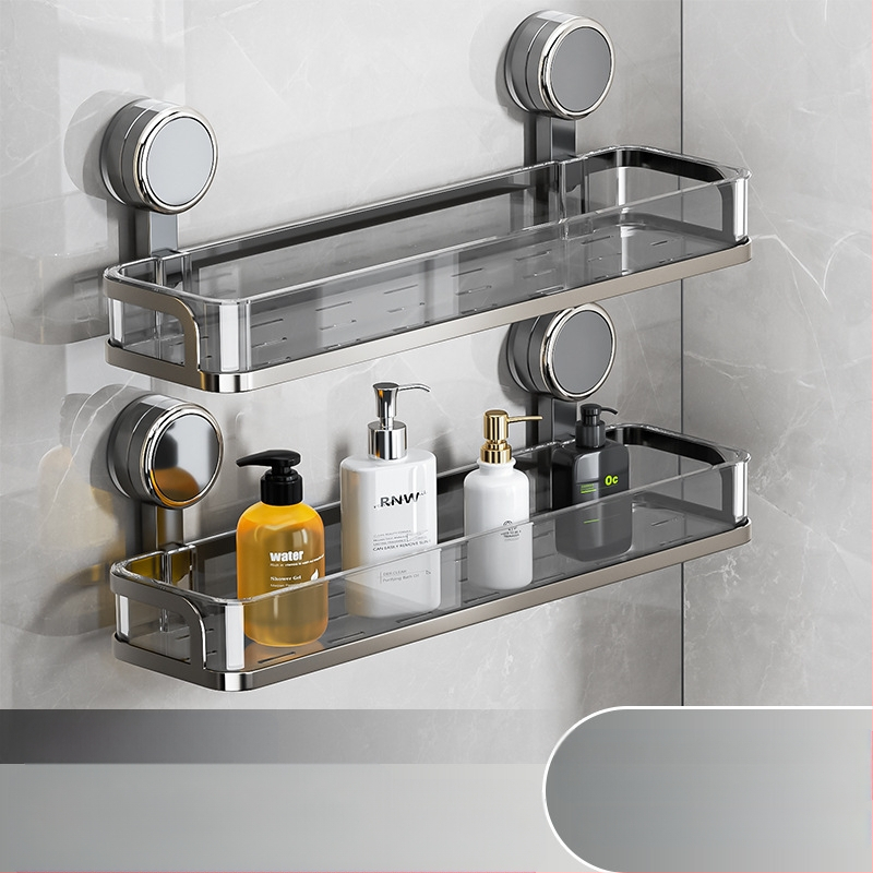 Fali szívócsés fürdőszobai tároló – PET + rozsdamentes acél, egy szintű, könnyed luxus stílus, CE tanúsítvány