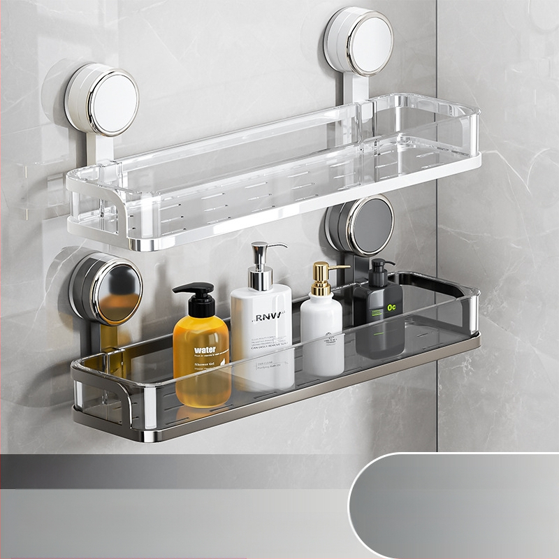 Fali szívócsés fürdőszobai tároló – PET + rozsdamentes acél, egy szintű, könnyed luxus stílus, CE tanúsítvány