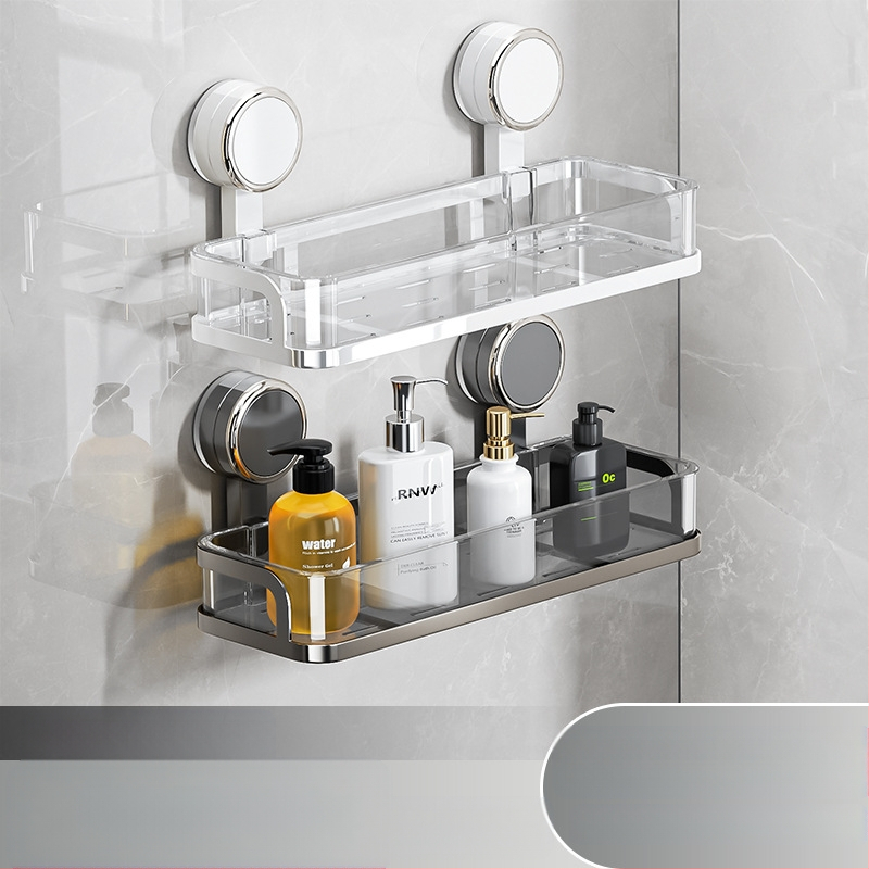 Fali szívócsés fürdőszobai tároló – PET + rozsdamentes acél, egy szintű, könnyed luxus stílus, CE tanúsítvány