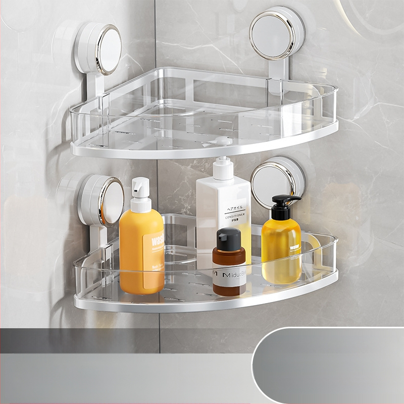 Fali szívócsés fürdőszobai tároló – PET + rozsdamentes acél, egy szintű, könnyed luxus stílus, CE tanúsítvány