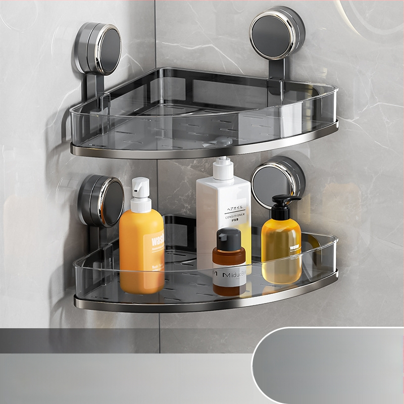 Fali szívócsés fürdőszobai tároló – PET + rozsdamentes acél, egy szintű, könnyed luxus stílus, CE tanúsítvány