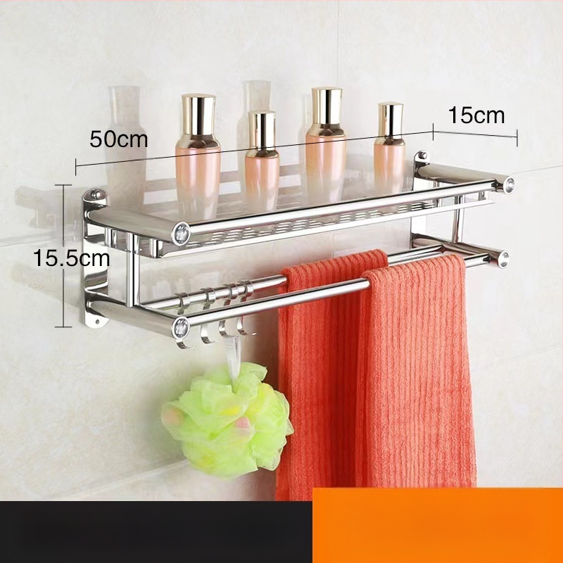 Ραφιέρα πετσέτας από ανοξείδωτο χάλυβα, τοίχου χωρίς τρύπες, για μπάνιο και κουζίνα, νέο κινεζικό στυλ