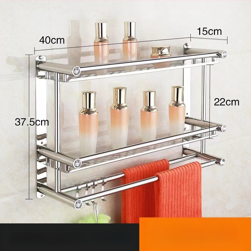 Ραφιέρα πετσέτας από ανοξείδωτο χάλυβα, τοίχου χωρίς τρύπες, για μπάνιο και κουζίνα, νέο κινεζικό στυλ