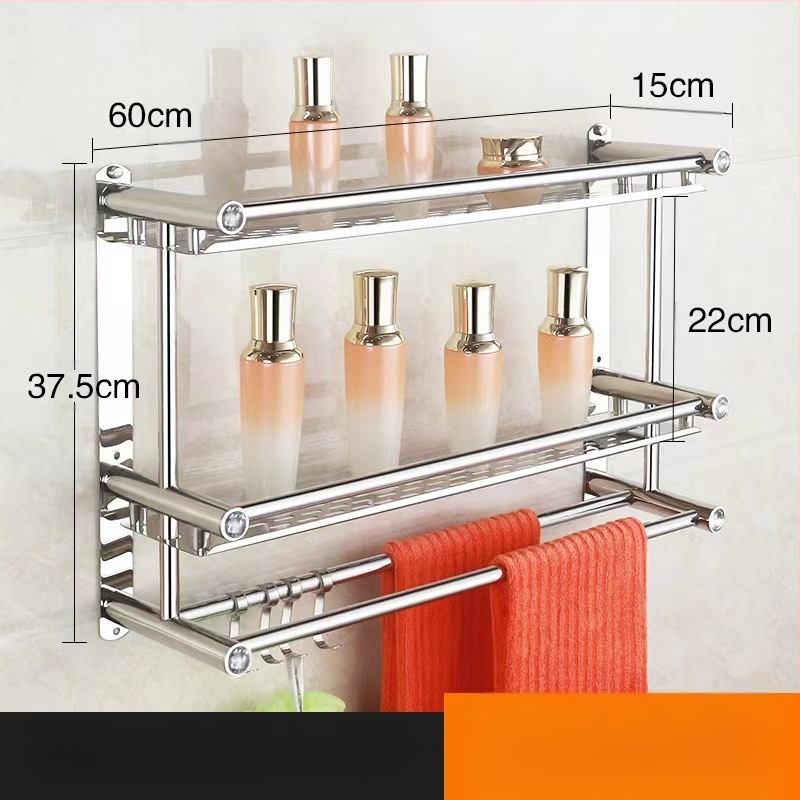 Ραφιέρα πετσέτας από ανοξείδωτο χάλυβα, τοίχου χωρίς τρύπες, για μπάνιο και κουζίνα, νέο κινεζικό στυλ