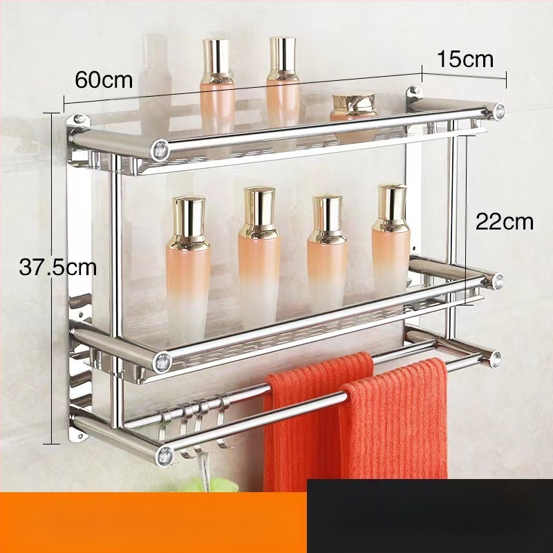 Ραφιέρα πετσέτας από ανοξείδωτο χάλυβα, τοίχου χωρίς τρύπες, για μπάνιο και κουζίνα, νέο κινεζικό στυλ