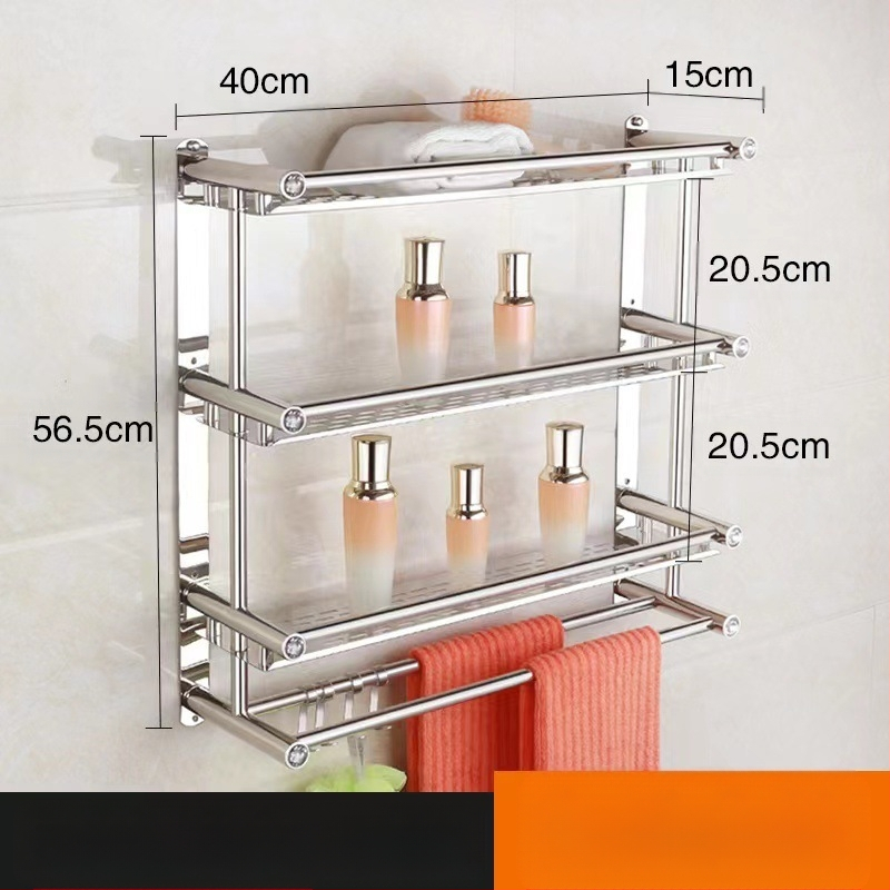 Ραφιέρα πετσέτας από ανοξείδωτο χάλυβα, τοίχου χωρίς τρύπες, για μπάνιο και κουζίνα, νέο κινεζικό στυλ