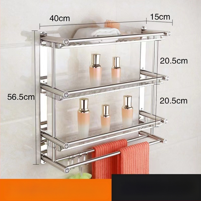 Ραφιέρα πετσέτας από ανοξείδωτο χάλυβα, τοίχου χωρίς τρύπες, για μπάνιο και κουζίνα, νέο κινεζικό στυλ