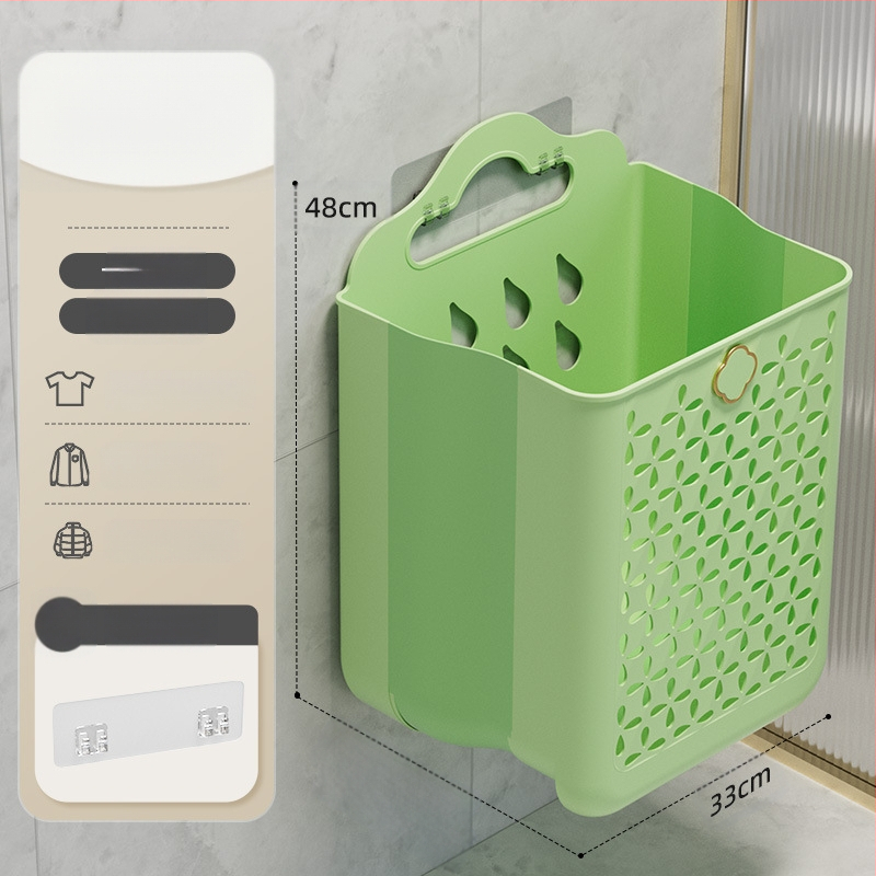Πλαστικό καλάθι πλύσης μπάνιου, επιτοίχιο, αναδιπλούμενο, για βρώμικα ρούχα
