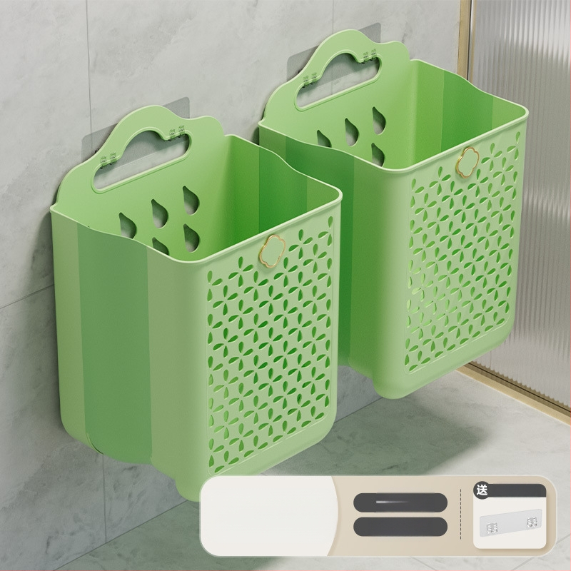 Πλαστικό καλάθι πλύσης μπάνιου, επιτοίχιο, αναδιπλούμενο, για βρώμικα ρούχα