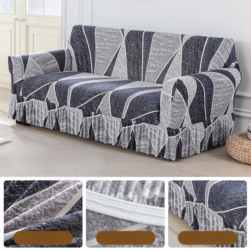 Poliesterio pluošto sofų užvalkalas su augalų gėlių raštu, tinkantis kampinėms sofoms, paprastas stilius