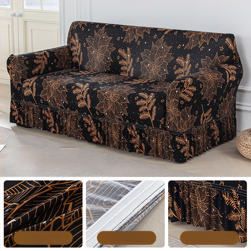 Poliesterio pluošto sofų užvalkalas su augalų gėlių raštu, tinkantis kampinėms sofoms, paprastas stilius