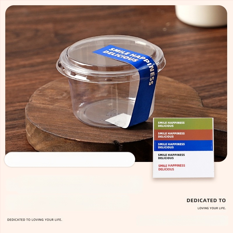 Deserto puodelių pakuotė (apvalios formos, iš plastiko, talpa mažiau nei 100 ml, skirtos pieno arbatinių parduotuvėms, mikrobangų krosnelė neprieinama)