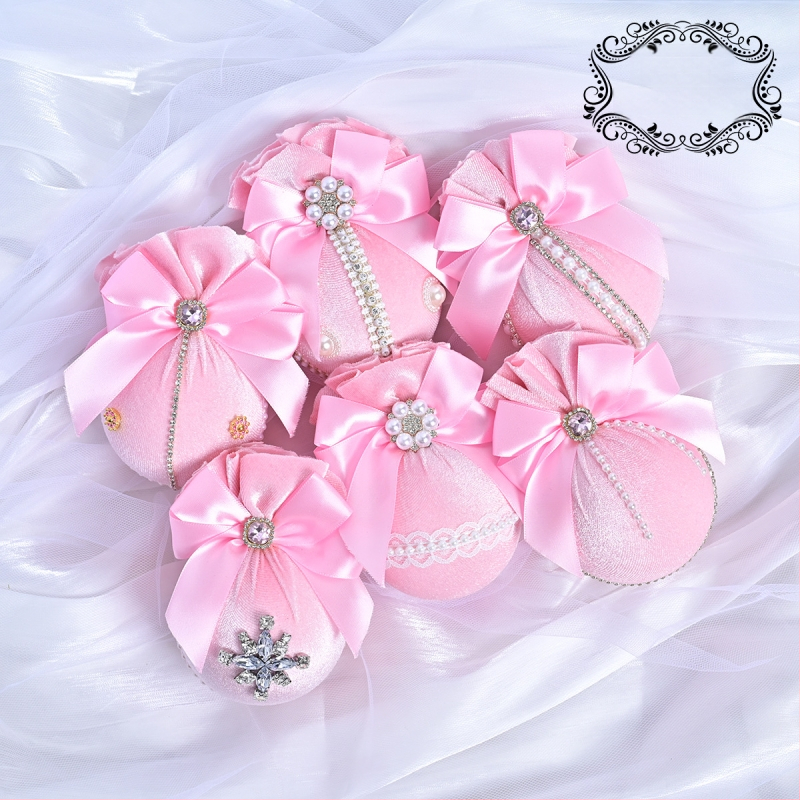 Πλαστικά χριστουγεννιάτικα κρεμαστά διακοσμητικά – Λουξ βελούδινη διαμαντένια σφαίρα, 6 τεμάχια, διακοσμητικό χώρου εκδήλωσης