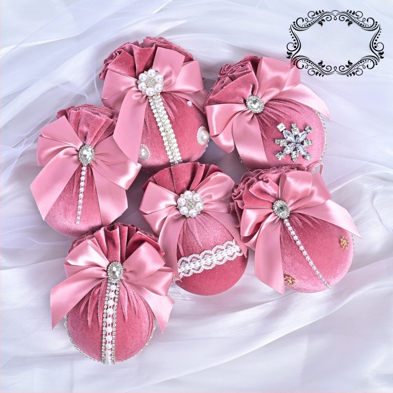 Πλαστικά χριστουγεννιάτικα κρεμαστά διακοσμητικά – Λουξ βελούδινη διαμαντένια σφαίρα, 6 τεμάχια, διακοσμητικό χώρου εκδήλωσης