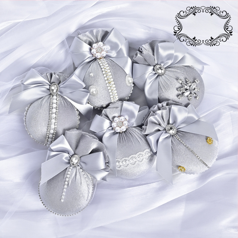 Πλαστικά χριστουγεννιάτικα κρεμαστά διακοσμητικά – Λουξ βελούδινη διαμαντένια σφαίρα, 6 τεμάχια, διακοσμητικό χώρου εκδήλωσης