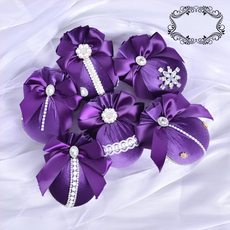 Πλαστικά χριστουγεννιάτικα κρεμαστά διακοσμητικά – Λουξ βελούδινη διαμαντένια σφαίρα, 6 τεμάχια, διακοσμητικό χώρου εκδήλωσης