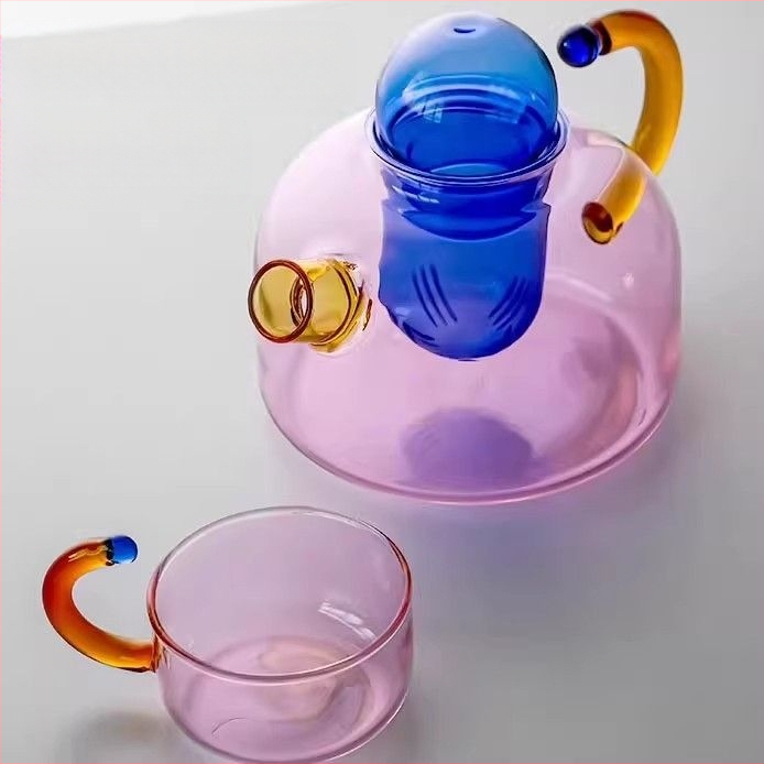 Ar borosilikato stiklo arbatinukas, atsparus aukštoms temperatūroms, japonų paprastas stilius, be arbatos padėklo