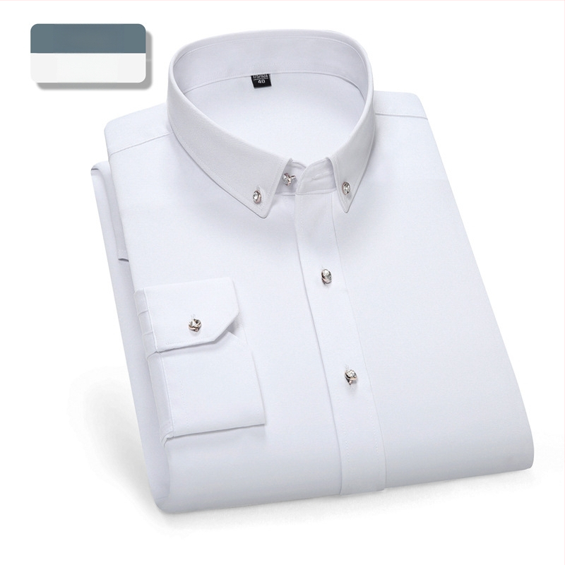 Мъжка риза – слим-fit кройка, квадратна яка, дълъг ръкав, боядисана по прежда, полиестерова смес