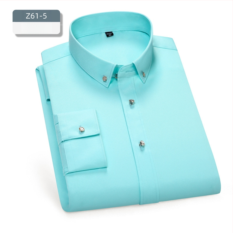 Мъжка риза – слим-fit кройка, квадратна яка, дълъг ръкав, боядисана по прежда, полиестерова смес