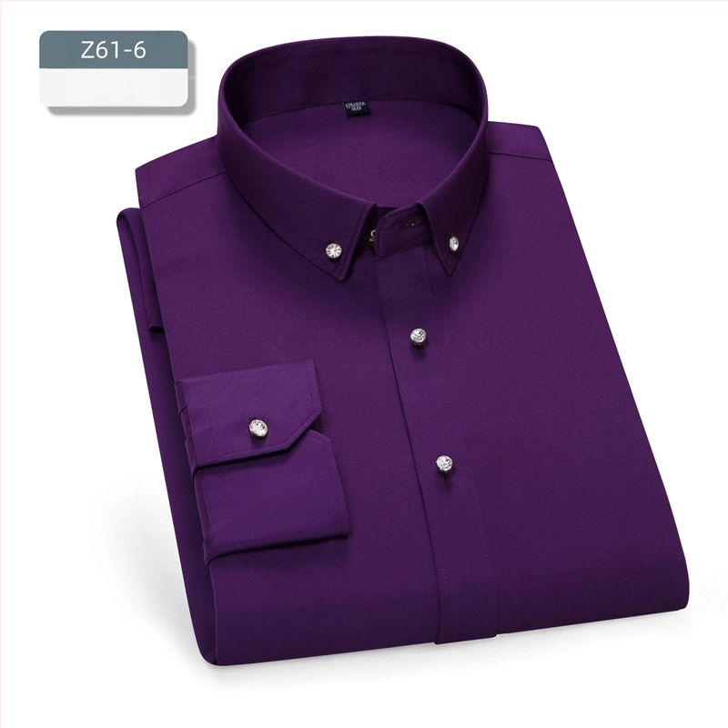 Мъжка риза – слим-fit кройка, квадратна яка, дълъг ръкав, боядисана по прежда, полиестерова смес