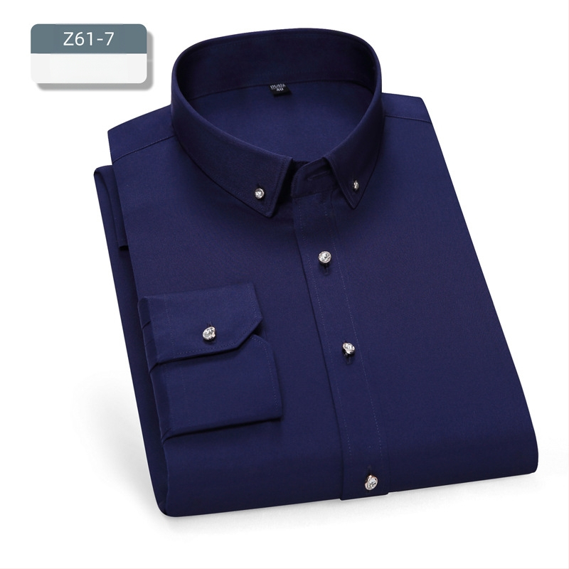 Мъжка риза – слим-fit кройка, квадратна яка, дълъг ръкав, боядисана по прежда, полиестерова смес