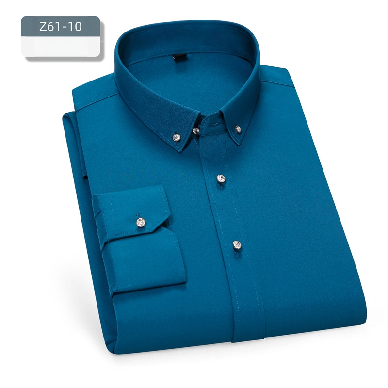 Мъжка риза – слим-fit кройка, квадратна яка, дълъг ръкав, боядисана по прежда, полиестерова смес