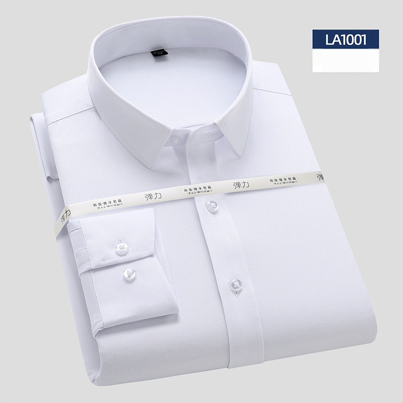 Риза с дълъг ръкав, бамбуково влакно, Slim версия, квадратна яка, без гладене