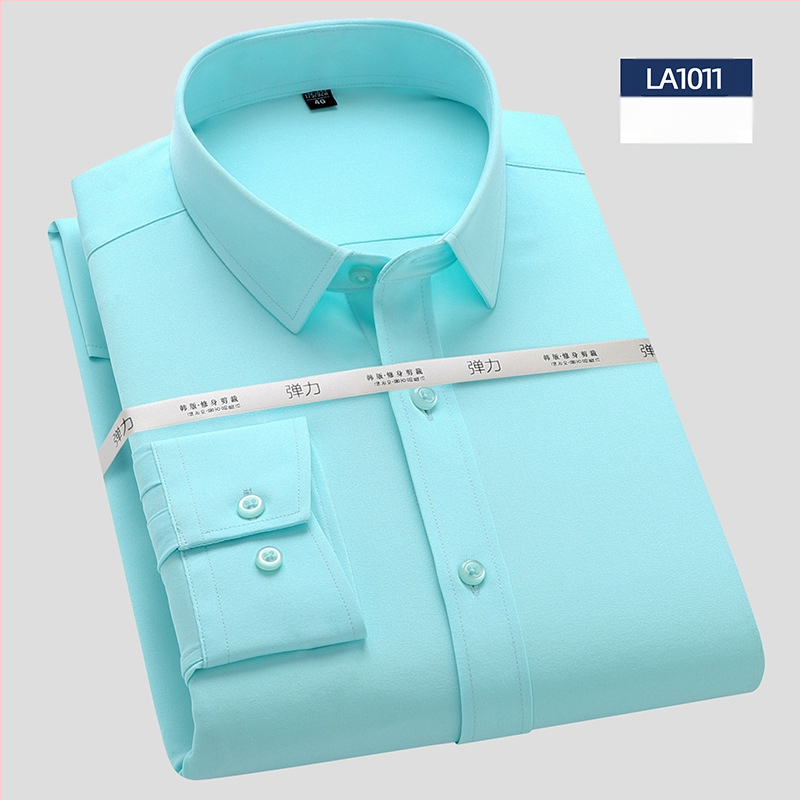 Риза с дълъг ръкав, бамбуково влакно, Slim версия, квадратна яка, без гладене