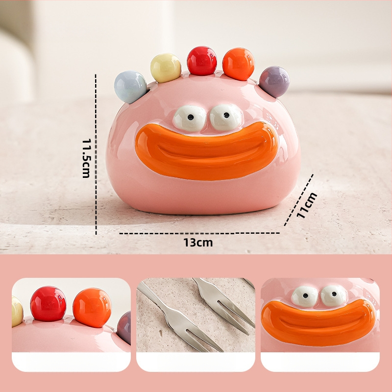 Lastele mõeldud puuviljakahvlite komplekt, roostevaba teras, armas karikatuurstiil, peegelviimistlus