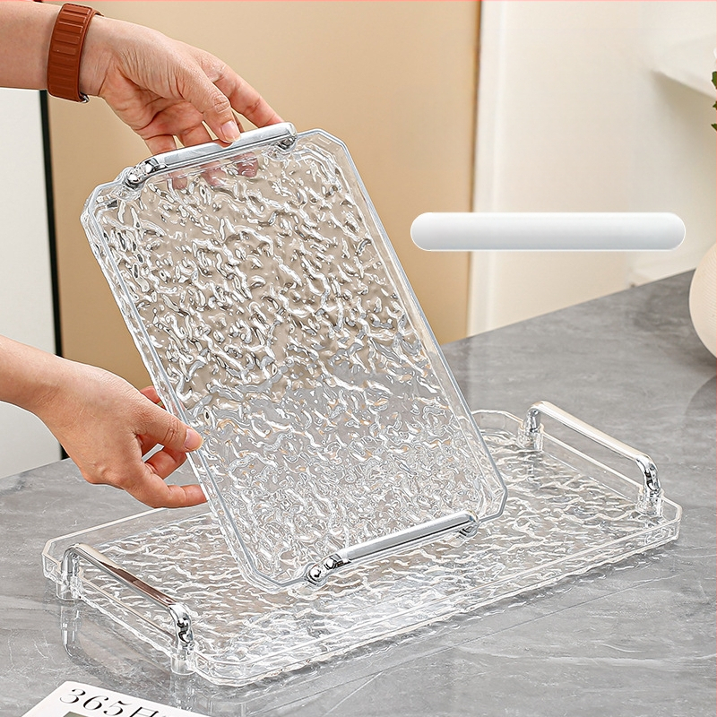 Ακρυλικός τετράγωνος δίσκος με διπλή λαβή, μοντέρνο μινιμαλιστικό στυλ, προσαρμόσιμος, κατάλληλος για σπίτι και ξενοδοχείο, όχι κατάλληλος για φούρνο μικροκυμάτων