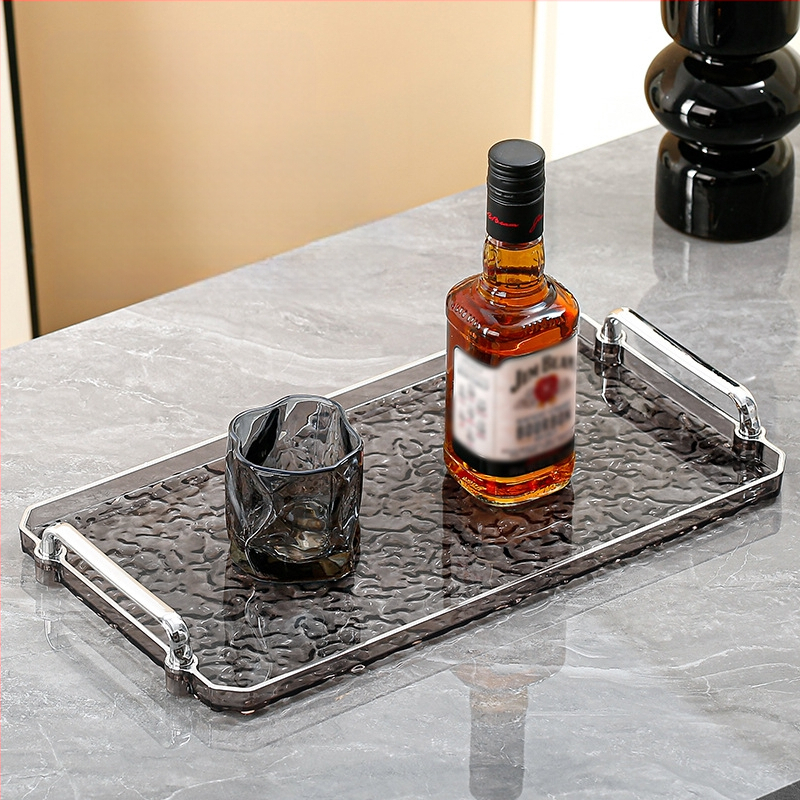 Ακρυλικός τετράγωνος δίσκος με διπλή λαβή, μοντέρνο μινιμαλιστικό στυλ, προσαρμόσιμος, κατάλληλος για σπίτι και ξενοδοχείο, όχι κατάλληλος για φούρνο μικροκυμάτων