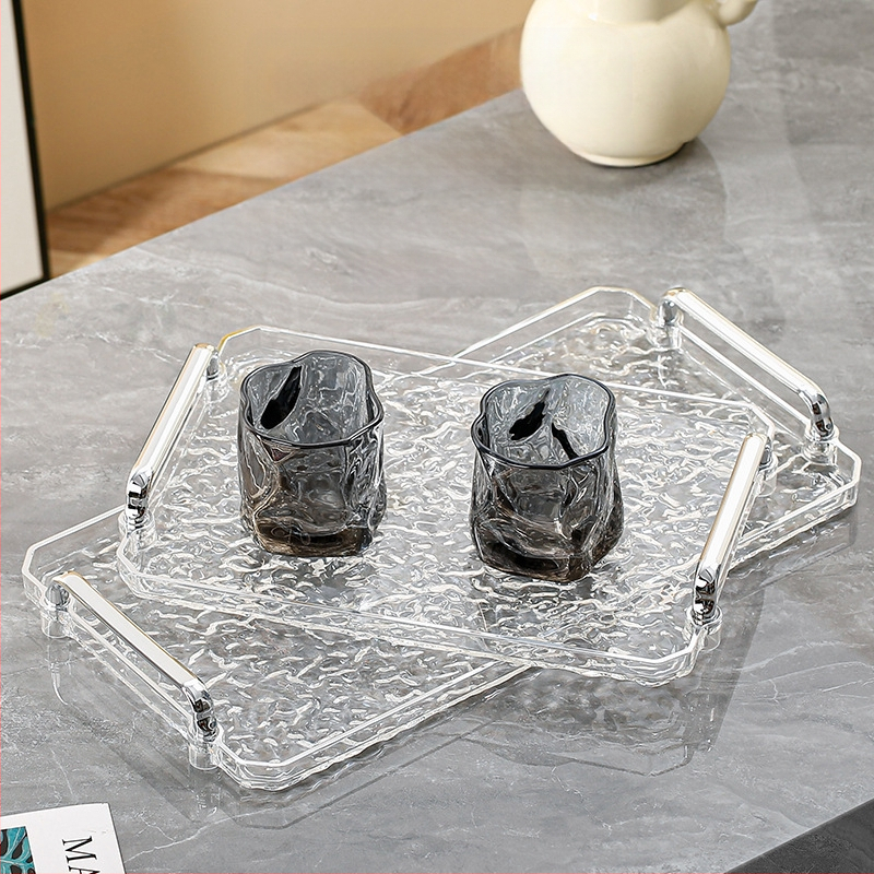 Ακρυλικός τετράγωνος δίσκος με διπλή λαβή, μοντέρνο μινιμαλιστικό στυλ, προσαρμόσιμος, κατάλληλος για σπίτι και ξενοδοχείο, όχι κατάλληλος για φούρνο μικροκυμάτων