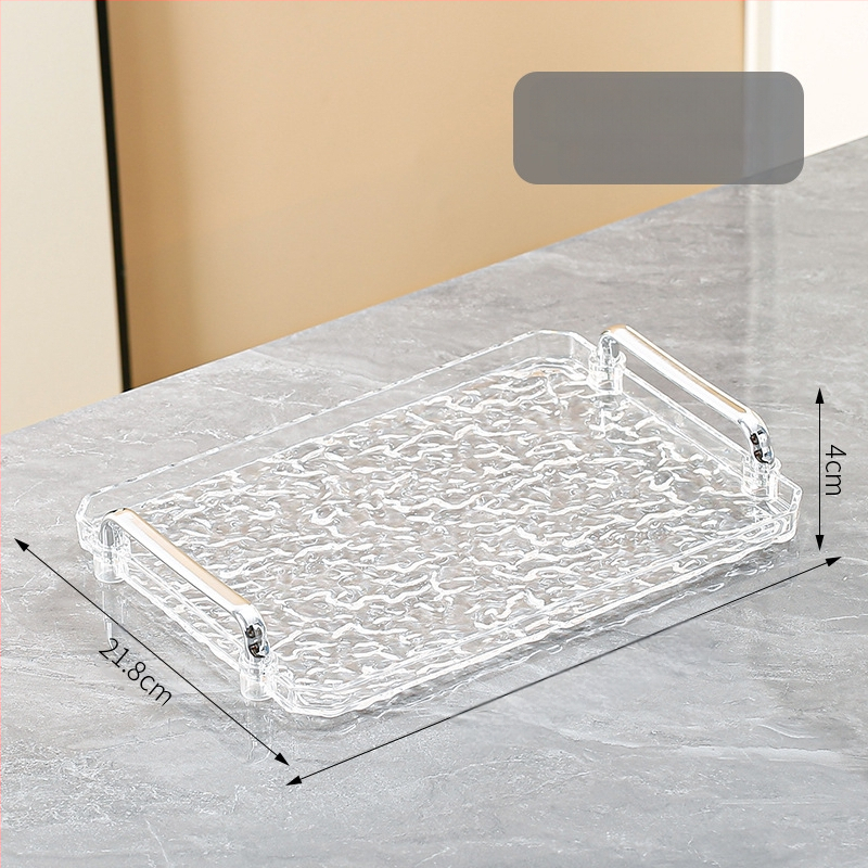 Ακρυλικός τετράγωνος δίσκος με διπλή λαβή, μοντέρνο μινιμαλιστικό στυλ, προσαρμόσιμος, κατάλληλος για σπίτι και ξενοδοχείο, όχι κατάλληλος για φούρνο μικροκυμάτων