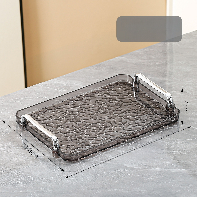 Ακρυλικός τετράγωνος δίσκος με διπλή λαβή, μοντέρνο μινιμαλιστικό στυλ, προσαρμόσιμος, κατάλληλος για σπίτι και ξενοδοχείο, όχι κατάλληλος για φούρνο μικροκυμάτων