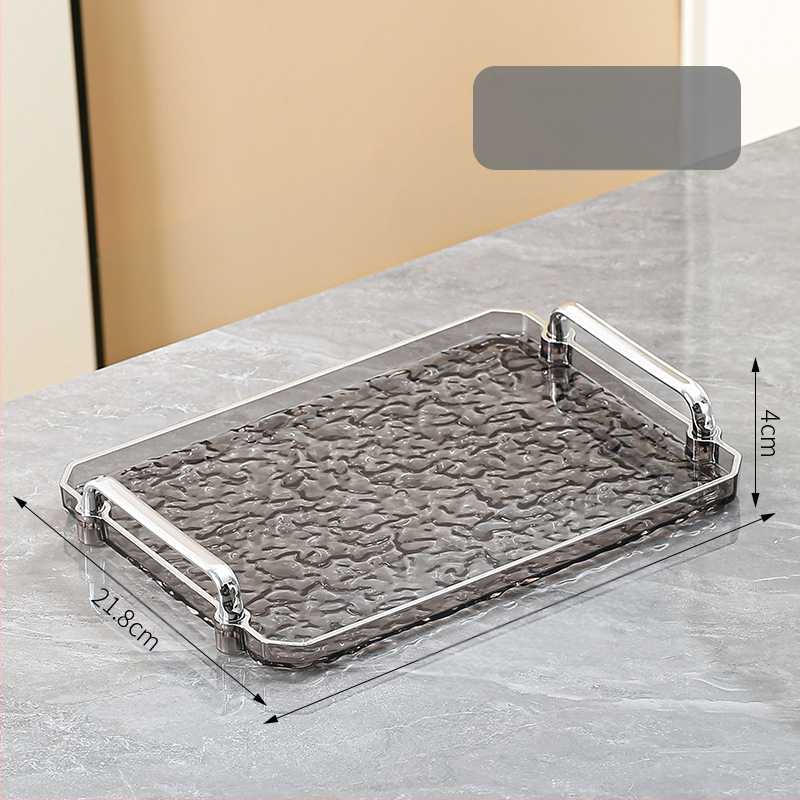 Ακρυλικός τετράγωνος δίσκος με διπλή λαβή, μοντέρνο μινιμαλιστικό στυλ, προσαρμόσιμος, κατάλληλος για σπίτι και ξενοδοχείο, όχι κατάλληλος για φούρνο μικροκυμάτων