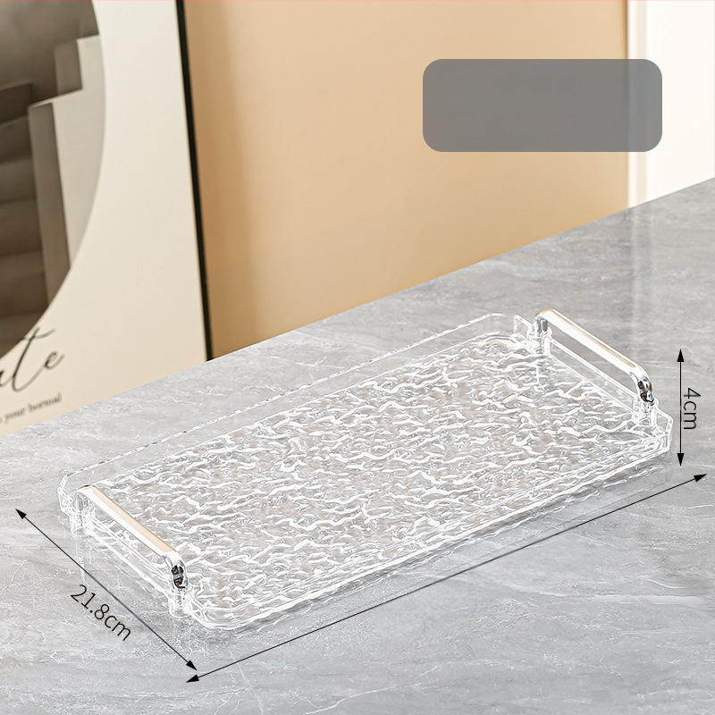 Ακρυλικός τετράγωνος δίσκος με διπλή λαβή, μοντέρνο μινιμαλιστικό στυλ, προσαρμόσιμος, κατάλληλος για σπίτι και ξενοδοχείο, όχι κατάλληλος για φούρνο μικροκυμάτων