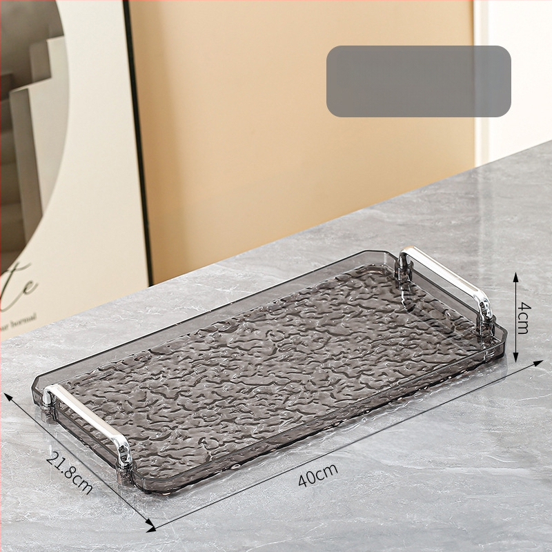 Ακρυλικός τετράγωνος δίσκος με διπλή λαβή, μοντέρνο μινιμαλιστικό στυλ, προσαρμόσιμος, κατάλληλος για σπίτι και ξενοδοχείο, όχι κατάλληλος για φούρνο μικροκυμάτων