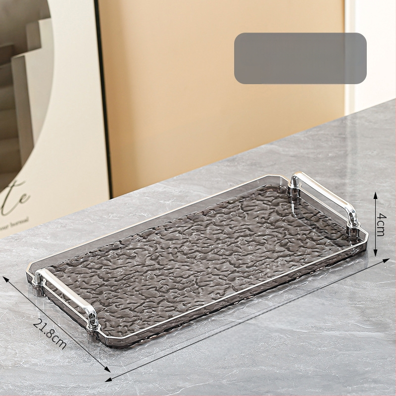 Ακρυλικός τετράγωνος δίσκος με διπλή λαβή, μοντέρνο μινιμαλιστικό στυλ, προσαρμόσιμος, κατάλληλος για σπίτι και ξενοδοχείο, όχι κατάλληλος για φούρνο μικροκυμάτων