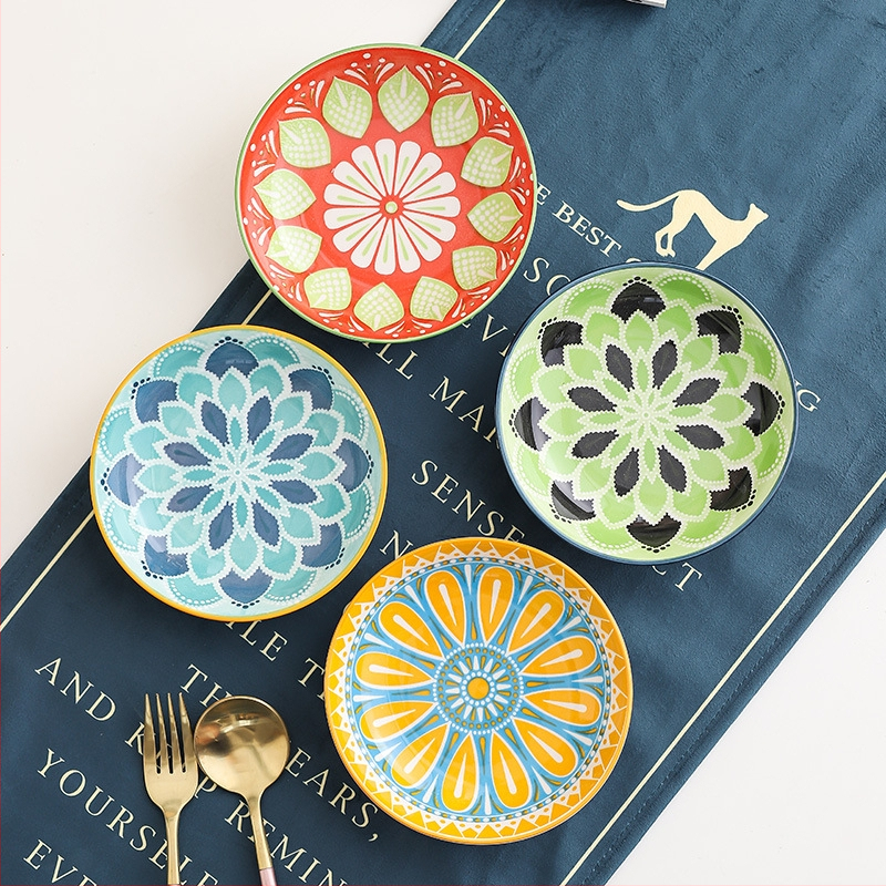 Porcelininis padažų dubenėlis su spauda, apvalios formos