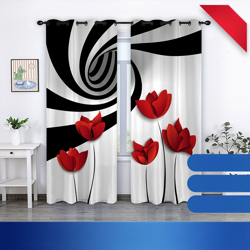 3D digitális nyomtatott függöny – poliészter 80/20 keverék, nyomtatási folyamat, félig árnyékoló 40–70%, minta: nyomtatás