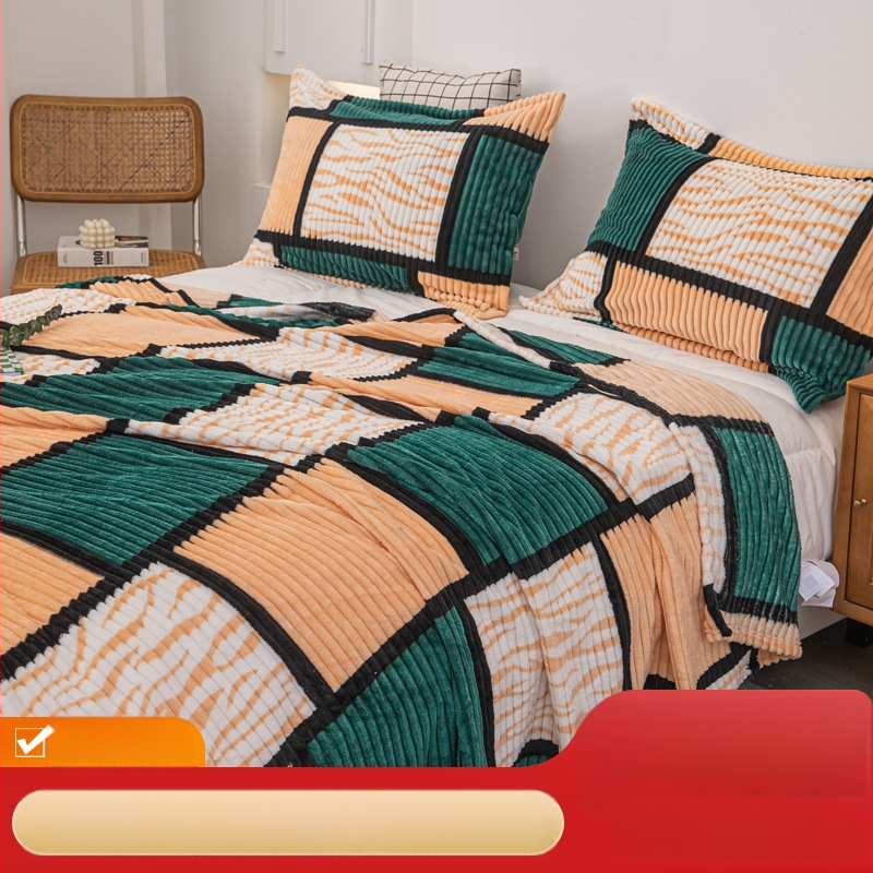 Κουβέρτα φλανέλ με γεωμετρικό μοτίβο, ίνες πολυεστέρα, βάρος 800–1000 g, για όλες τις εποχές, μοντέρνο μινιμαλιστικό στυλ