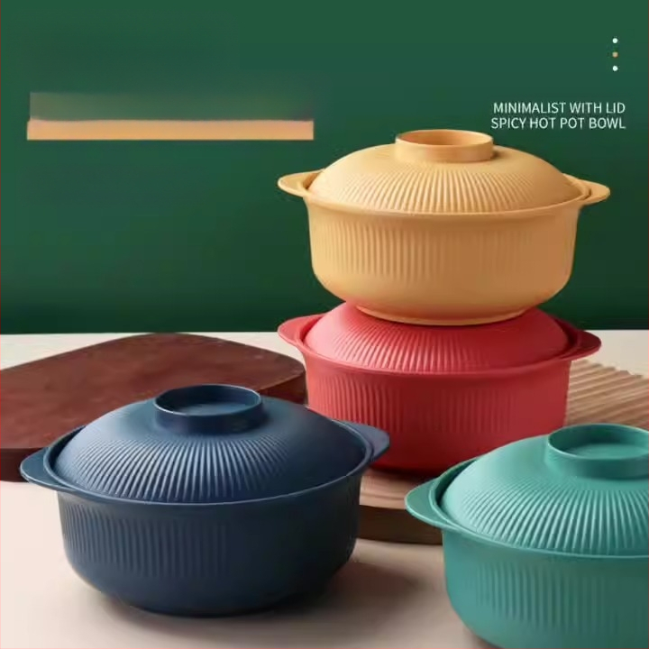 Μπόλ για στιγμιαίες νούντλες, από ίνες σίτου, κατάλληλο για φούρνο μικροκυμάτων, στρογγυλό, μοντέρνος μινιμαλιστικός σχεδιασμός