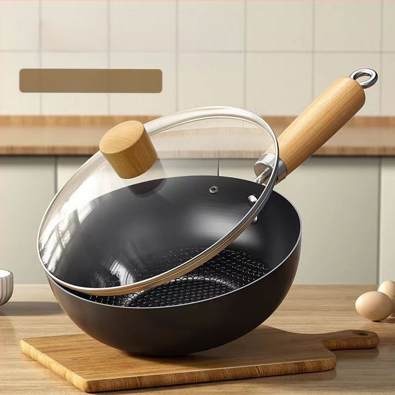 Μίνι γουόκ από σφυρήλατο σίδερο, με ένα πάτο, βάθος 8 εκ, γυάλινο καπάκι